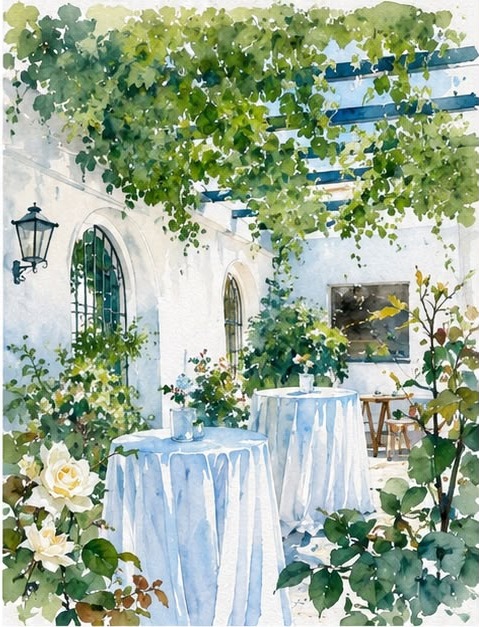 Jardines y mesas de Hacienda El Triunfo