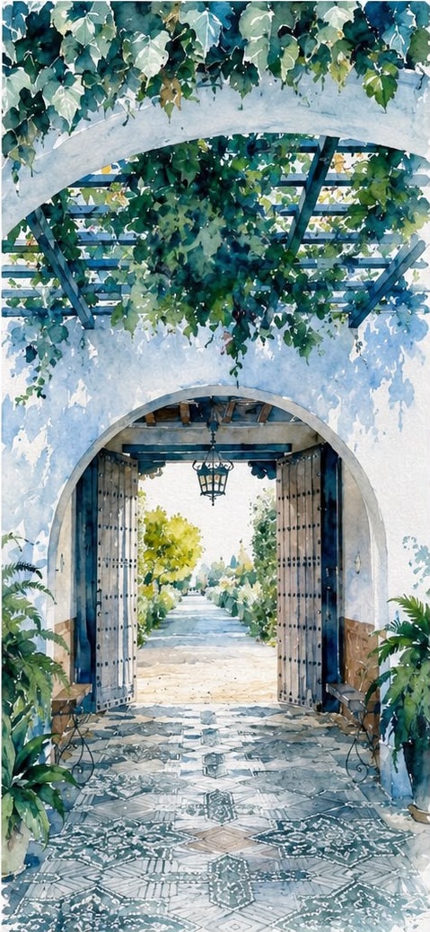 Pérgola y acceso de Hacienda El Triunfo